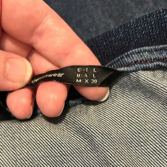 Zara Denim Distressed Hem Patches Dress L - Picture 7 of 8